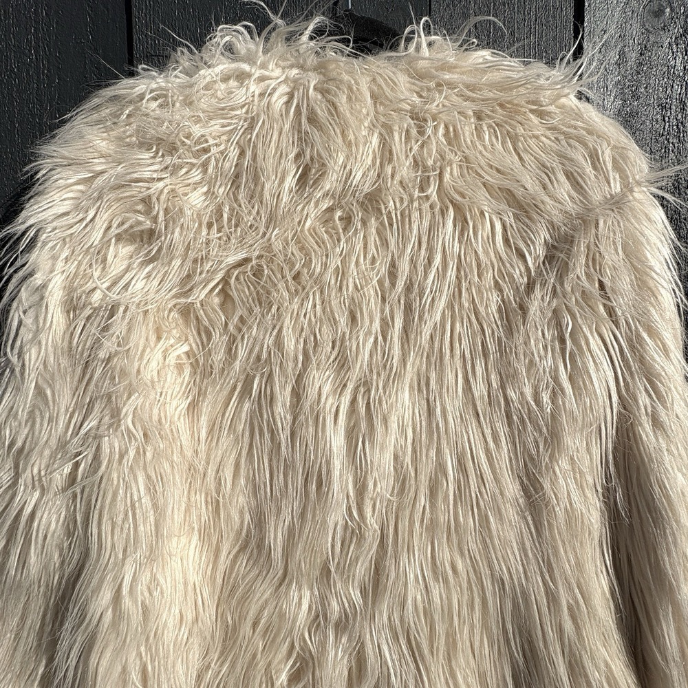 Y2k Boho Shaggy Faux Fur Coat Sz 2 Festival Indie Concert Statement Party Glam - Picture 5 of 13